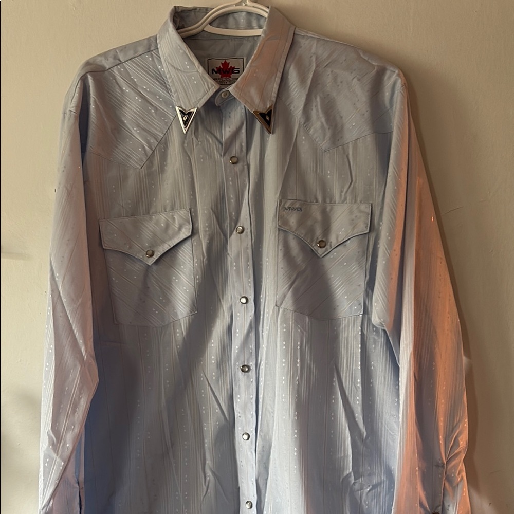 Blue Casual Button Down Shirt with Classic Collar